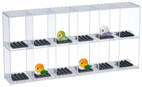 FINGERINSPIRE 2 Stöckige Vitrine Mit 12 Fächern Für Minifiguren Transparente Vitrine Aus Acryl Mit Schwarzem Sockel Präsentationsbox Für Minibausteine Ohne Deckel Für Minifiguren Figuren Bausteine