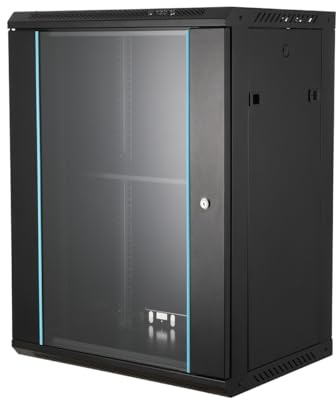 SUDEG Servergehäuse Netzwerk-Schrank,Netzwerkschrank - 19-Zoll Rack 15 HE | Netzwerk-Serverschrank zur Wandmontage mit Abschließbarer Tür und Seitenverkleidung