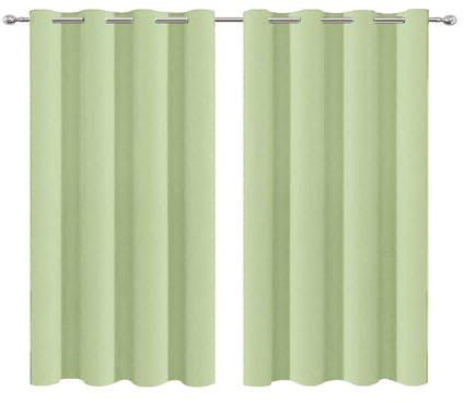 NINGBAI Verdunklungsvorhänge Schlaufen 80 x 100 cm Gardine Schlafzimmer Ösen Thermo Balkontür Gardine mit Ösen Vorhänge für Wohnzimmer, Grün