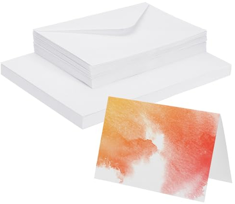 PATIKIL 30 Sets Cartes Aquarelle naturel Coton 140 lb/300 GSM Avec Enveloppes Pour Peinture Artistique Notes De Remerciement Créatives, Format Pliable 4x6 Pouces
