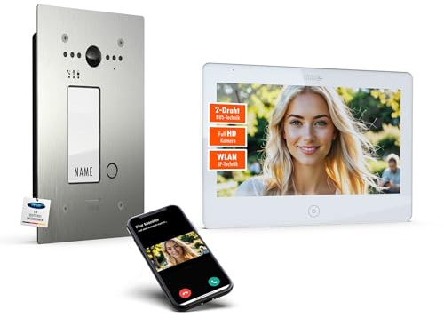 m-e ALLVISO Türklingel mit Kamera und Monitor 10 2-Draht Bus | Video Türklingel Edelstahl IP65 | Klingel Haustür mit App und QR-Code Türöffner | Türsprechanlage mit Türöffner für 1-Familienhaus