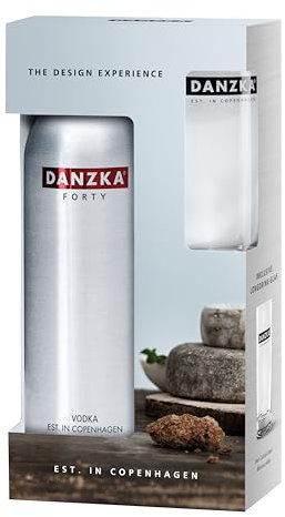 DANZKA Forty 0,7 L. Aktionspackung mit Longdrink-Glas – Skandinavischer Premium Vodka 40% vol. – 6-fach destilliert mit 100% Korn – Pur oder als kreativer Cocktail