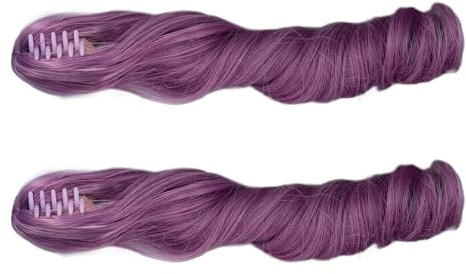 Muñecas de Seda Suave Pelucas para el Cabello, Trama de Cabello de Muñeca Rizada Romana, Postal de Multifuncional de 25 Cm con Diseño de Pinzas para el, Modificación de, Artesanía (PURPLE)