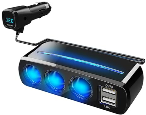Adattatore per caricabatterie a 3 prese per auto 4 in 1 presa di corrente da 120 W USB caricatore per sigarette