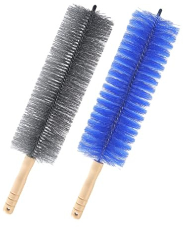 COLLBATH 2Pcs Flexible Fan Cleaner Brush with Microfiber Heads Air Conditioning Duster for Ceiling Fans Vents Curtains and Cars Grey and Blue Reusable and Deformation Resistant