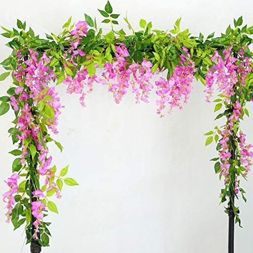 2 Stück 360cm Kunstblumen Veilchen Künstlicher Efeu Wisteria Flowers Künstliche Blumen Hängend Hängeblumen Künstlich für Büro, Zuhause Dekoration, Hausgarten, Party, Hochzeit (Rose)