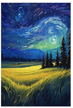 Landschaft Puzzle Sternenhimmel Puzzle Große 2000 Teile Erwachsene, Clevere Rätsel, Geschicklichkeitsspiel für die Ganze Familie, Holz Farbenfrohes Jigsaws mit Geschenkbox, Zimmer Deko 99x70cm D-1599