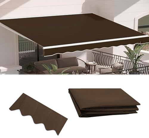Tessuto per tenda da sole retrattile in poliestere di alta qualità, 280 g, marrone, con mantovana frontale, per terrazze e negozi, copertura esterna (dimensioni: 7,5 x 2 m)