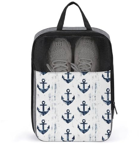 Bolsas de zapatos de golf para viajes, mujeres y hombres, bolsas de zapatos de viaje con estampado de ancla de barco vintage para empacar en maleta, danza, bolos, tacos, fútbol, tenis, organizador