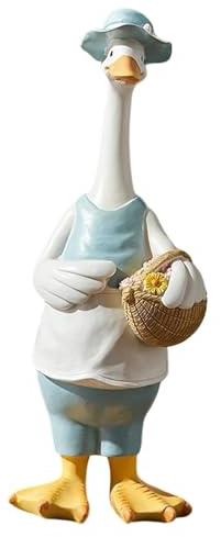Jiuvaso Statua di Anatra da Giardino, Ornamento paesaggistico Versatile, Regalo Fai da Te, Scultura di Animali realistici, Accessori per vasi di Fiori, Anatra dai Fiori Gialli