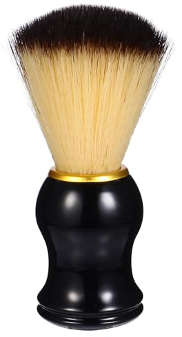 OSALADI Pinceau à Raser Moussant pour Hommes, Manche en Bois Naturel, Brosse à Barbe en Nylon Double Couleur, Accessoire de Rasage Pratique pour Entretien Moustache et Couleur Aléatoire