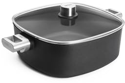 WOLL Juego de cacerolas Eco Logic QXR de 28 x 28 cm cuadradas con tapa – 2 asas de acero inoxidable – Cazo de aluminio con PFAS Diamond-QXR antiadherente – Cazo de inducción – Cacerola grande cuadrada