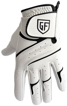 GripForte 5 Vita Herrarnas Golfhandskar för Alla Väderförhållanden Cabretta Läder Tumme & Handflata Patch Vänster Hand för Högerhänta Golfare 5 Storlek (M)
