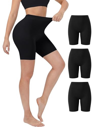 Hellomamma Shorty Anti Frottement Cuisse: Lot de 3 Femme Short sous Robe sans Couture Cycliste Taille Haute Doux et Respirant Gainant Boxer Legging Court pour Sport Yoga Eté