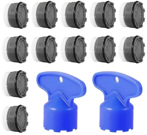 12 Stück Perlatoren für Wasserhähne Set, Strahlregler M18.5, Wasserhahn Sieb Einsatz mit 2 Schlüsseln, für Küche und Bad (18,5 mm)
