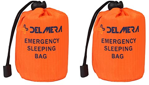 Delmera notüberlebens schlafsack, leichte wasserdichte thermal notdecken, biwaksack 1 orange- 2 packungen