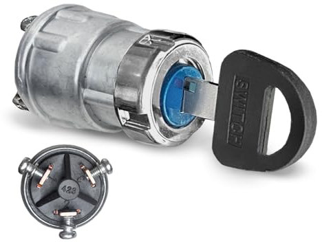 MGI SpeedWare Interrupteur à clé d'allumage universel à 3 fils pour voitures, poussettes, tondeuses et Argent