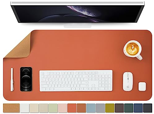 Kork Schreibtischunterlage - Doppelseitige Schreibtischauflage für Büro und Zuhause - Als große Mausunterlage und Schreibtischmatten auf Schreibtischen（Orange、90cmx43cm）