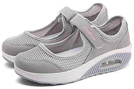 Sandalias para Mujer Malla Merceditas Plataforma Ligero Zapatillas Sneaker Casual Zapatos de Deporte Mocasines Negros Veran