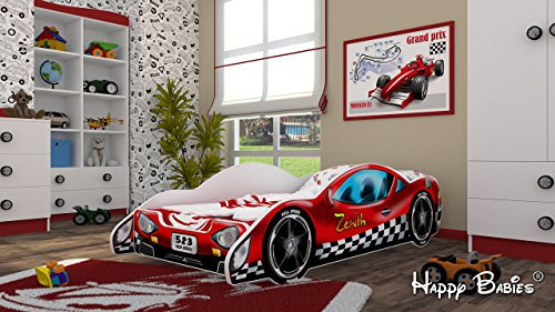 HappyBabies - CARBETT 160x80cm Doppelseitiges Kinderbett Modernes Design mit sicheren Kanten und Absturzsicherung Schaumstoffmatratze 7 cm