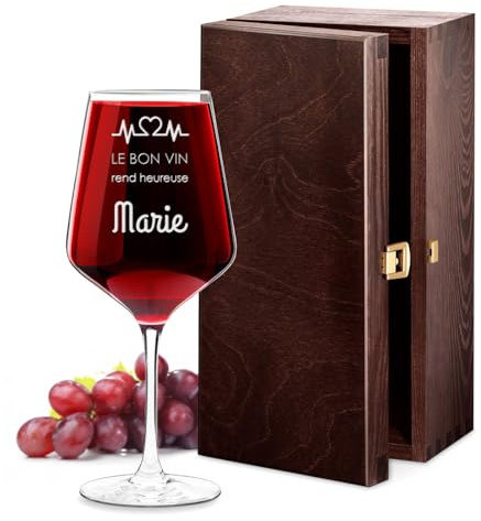 Maverton Verre à Vin XL pour elle, 530ml | Verre Personnalisé à Vin Rouge et Blanc, Cadeau d’anniversaire pour chaque Femme, Heureuse