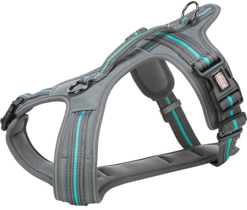 Trixie Fusion-Reisegeschirr, Graphit/Ozean, L-XL: 72-89 cm/30 mm, Nylon