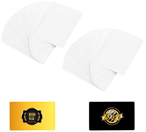 KINBOM 50 Stück Sublimations Metall Visitenkarten, Doppelseitige Smetall Blanko Visitenkarten mit 0,22mm Dicke für Büro Anpassung Unternehmen Werbeartikel VIP-Karten