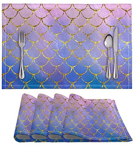 Tovagliette Americana Rosa Porpora Dorato Tovagliette Colazione PVC Tovagliette Americana Plastica Lavabili Antiscivolo Sottopiatti Resistente Al Calore Sotto Piatti Da Tavola 30x45cm 8 Pcs