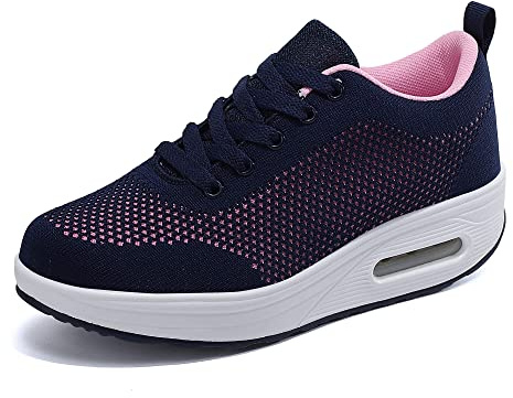 Sisttke löparskor dam platå sneakers sneakers, Blå 1911, 40 EU | Mesh andningsbar, lätt, kilklack, bekväm, löparskor för vägar, sportskor, fitness, jogging, utomhus