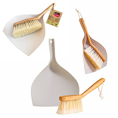 York Eco Natural Handfeger Und Schaufel Bambus Mit Gummikante Besen Und Kehrschaufel Set Kehrblech Kehrset Kehrgarnitur 34 x 34 x 7 cm