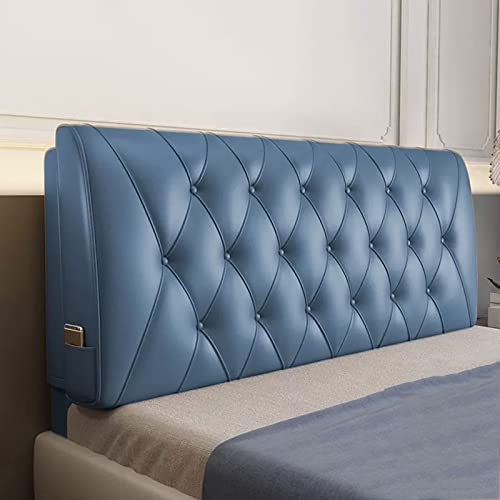 ZZYK Gepolstertes Kopfteil Aus Kunstleder Getuftetes Kopfteil Mit Knöpfen Moderne Kopfteile in Voller Größe Für Zuhause,Schlafzimmer,Bank,Weiches Kissen,Blau,Straps 78.7inch/200cm