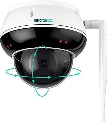 SV3C PTZ Security Camera Outdoor WiFi Dome Camera Indoor 5MP with Auto Tracking Infrared Night Vision 2-Way Audio Motion Detection Wireless IP Cam, RTSP, FTP, SD Card Record, Remotely, 2.4/5 GHz WiFi