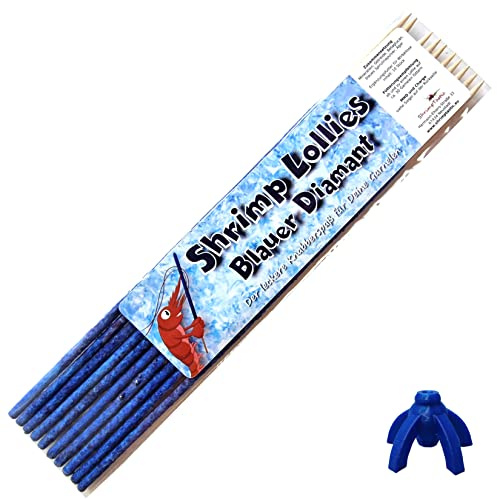 Shrimp-Lollies Blauer Diamant (10 Stück) + Halter/Garnelen Lollies Futter Mineralien Sticks Futterstangen