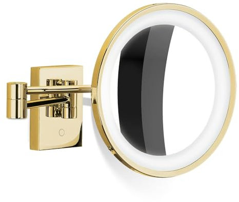 Decor Walther BS 40 Wandkosmetikspiegel LED, Gold - Vergrößerung 7-Fach