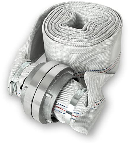 EBERTH 3 Brandslang flat slang med Storz-koppling, slanglängd 10 m, diameter 3 tum, textilslang, industrislang, vattenslang, pumpslang, trädgårdsslang, Storz 75-B, flexibel