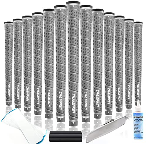 CHAMPKEY WRAP-Y Rubber Golf Grips 13 Pack with All Repair Kits | All Weather Performance Golf Club Grips | High Traction Golf Rubber Grip with Texture Control Technology
