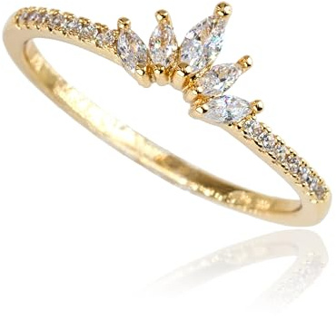 Choice by Choi Rapunzel Crown Ring For Women Gold Dainty Stacking Rings Promise Ring Engagement Birthday Gifts For Her (GOLD)