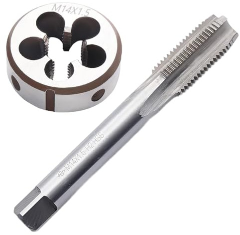 Teocpai Gewindebohrer und Schneideisen M14 x 1,5 mm Gewindebohrer mit Rundgewinde zur Reparatur von Muttern und Bolzen