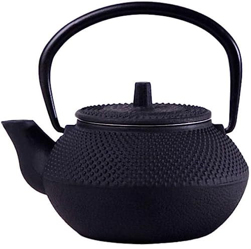 HALAHAI Théière Fonte Japonaise Théière Bouilloire en Fonte 300ML/0.3L avec Théière Passoire pour Thé en Vrac, Construction Durable Théière Japonaise (Color : Siyah, Size : 300ML)