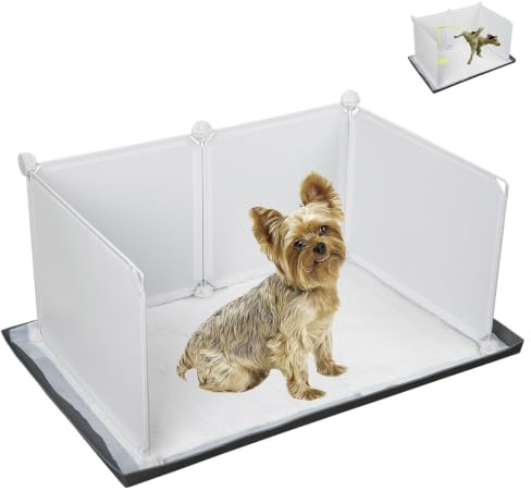 Dog Litter Box with High Walls,Indoor Dog Potty for Small to Medium Dogs Like Corgie French Bulldog,etc.No Spill Silicone Pee Pad Holder Tray for Dogs Work with Most Training Pads and Easy to Clean.