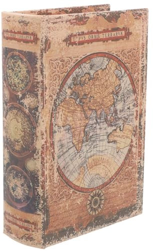 MAGICLULU Dekorative Bücherboxen Weltkartenmuster Antikes Buch Unsichtbare Box Vintage-Buchform Schmuckstück-Aufbewahrungsbox Künstliche Buchbox Für Schmuck Andenken Bürobedarf