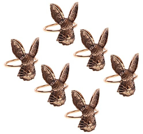 6St Kaninchen-Serviettenringe Party-Serviettenverschluss Tischserviettenverzierung bürodeko büro Dekoration Tier Ornament Serviettenring aus Metall Thanksgiving-Serviettenhalter