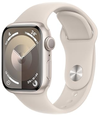 Apple Watch Series 9 (GPS, 41mm) - Caja de Aluminio Blanco Estrella con Correa Deportiva Blanco Estrella, S/M (Reacondicionado)