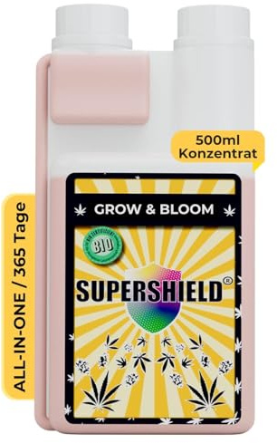 SUPERSHIELD Premium Wachstumsdünger Grow Booster 500ml – Organischer Bio-Dünger für Spezialkulturen – Flüssigdünger für mehr Aroma & Wachstum – Indoor & Outdoor für alle Wachstumsphasen