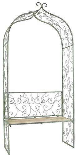 Arche pour Plantes, Arche pour Jardin, Arche De Jardin Rustique, Treillis pour Plantes Grimpantes, Roses avec Banc, Banc De Jardin Pergola, 110 Cm X 45 Cm X 235 Cm