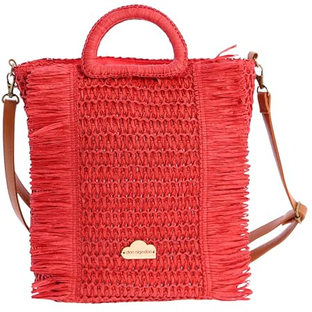 DON ALGODON - Bolso bandolera mujer - Bolso playa mujer - Bolso mujer verano - Bolso rafia mujer - Bolsa playa para mujer - Bolso mimbre mujer hecho a mano ideal para la playa, Cascaes