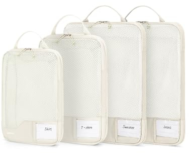 ECOHUB Packwürfel für Reisen, langlebig, Koffer-Organizer, Taschen, Set mit personalisiertem Etikett, verschiedene Größen, Reisezubehör, Reisezubehör für Gepäck, maschinenwaschbar, 4 Set/6 Stück