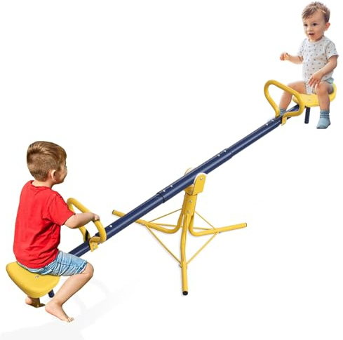 Teeter Totter, Seesaw for Kids Outdoor Play Toys, See Saw for Toddlers Ages 3-7 Heavy Duty, 360 Spin Triangle Base, Safe Round Handle, Child Size Indoor Playground Equipment, Christmas Birthday Gift