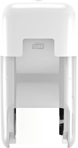 Tork OptiServe Doppelrollenspender für Hülsenloses Toilettenpapier Weiß T7, vertikaler Toilettenrollenspender, Elevation Design, 558041