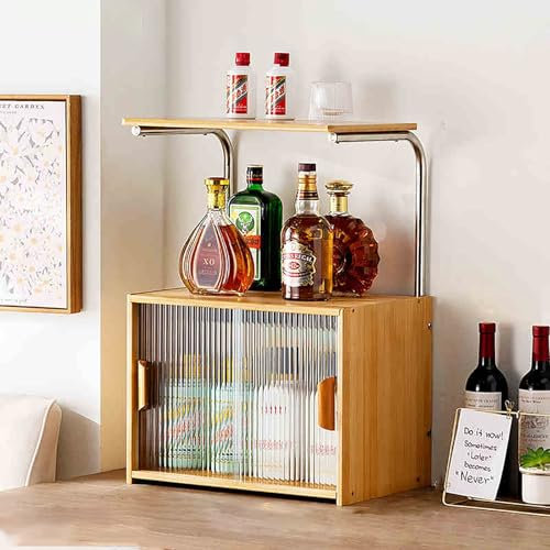 Hausbar - Weinschrank - Weinregal - Sideboard, Kleines Massivholz - Weinregal Für Das Wohnzimmer Mit Stauraum, Buffet Mit Aufbewahrung, Kaffeebartisch, Geeignet Für Moderne Küche Und Wohnzimmer(Wood c